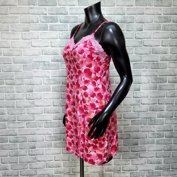 Vintage 90s California Dynasty Expressions Pink‎ Rose Floral Nightgown Chemise - Picture 5 of 7